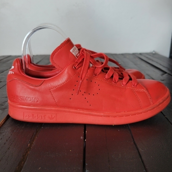 Adidas Stan Smith x Raf Simons Bright Red Sneakers Shoes Men\'s 6.5 Low Top
